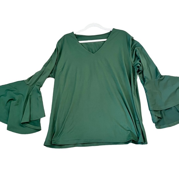 DG2 Diane Gilman Flare Sleeve Shirt V Neck XL - Picture 2 of 3